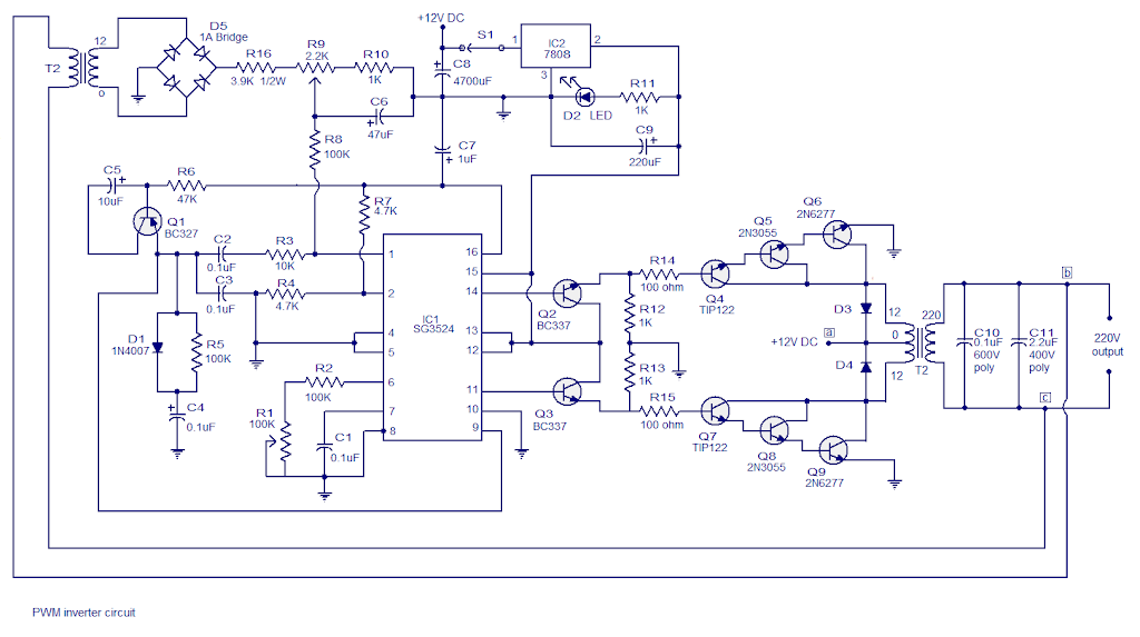 250W PWM inverter circuit diagram