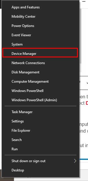 Device manager shortcut