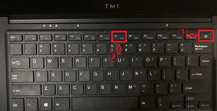 combination keyboard keys to access tm1 laptop boot menu