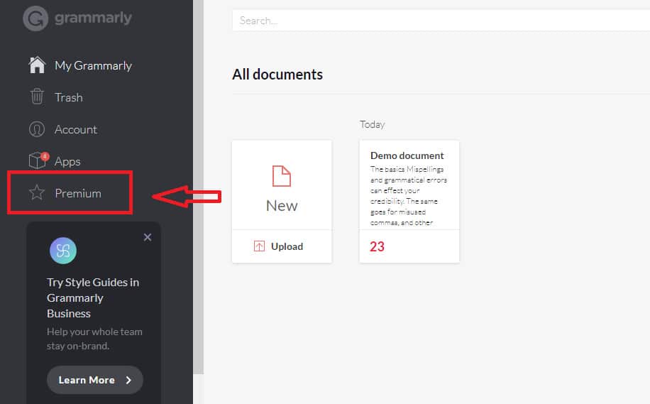 A picture showing how to Upgrade grammarly free to Grammarly Premium using a Simple Process